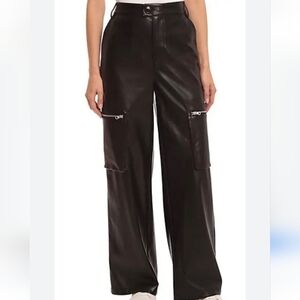 Anthropologie Avec Les Filles High Rise Faux Leather Cargo Pants Size Small-Med